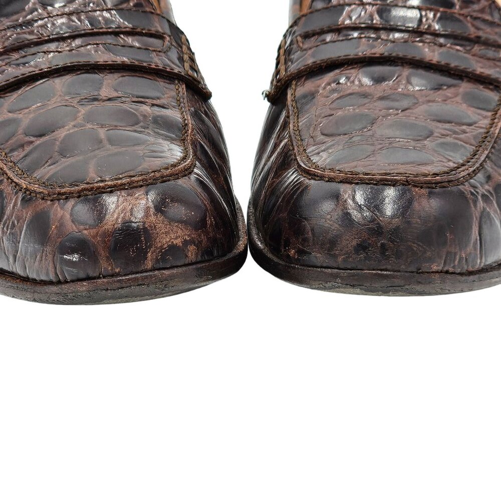 Vintage Salvatore Ferragamo Italy Crocodile Alligator Emb. Womens 8.5AAA Loafers - Picture 11 of 13